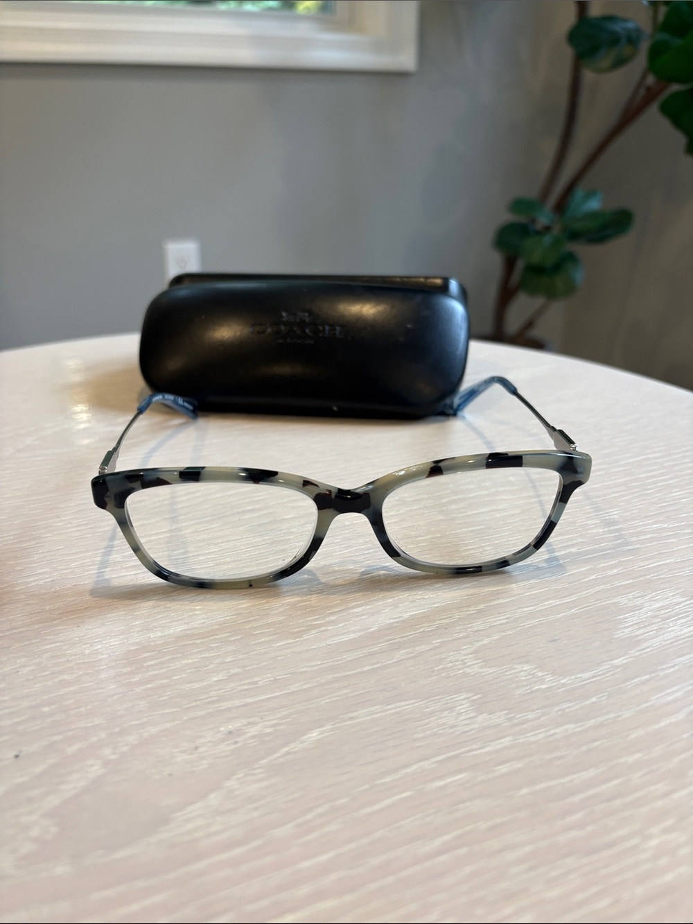 Coach Women's Glasses in Black and Cream Tortoiseshell